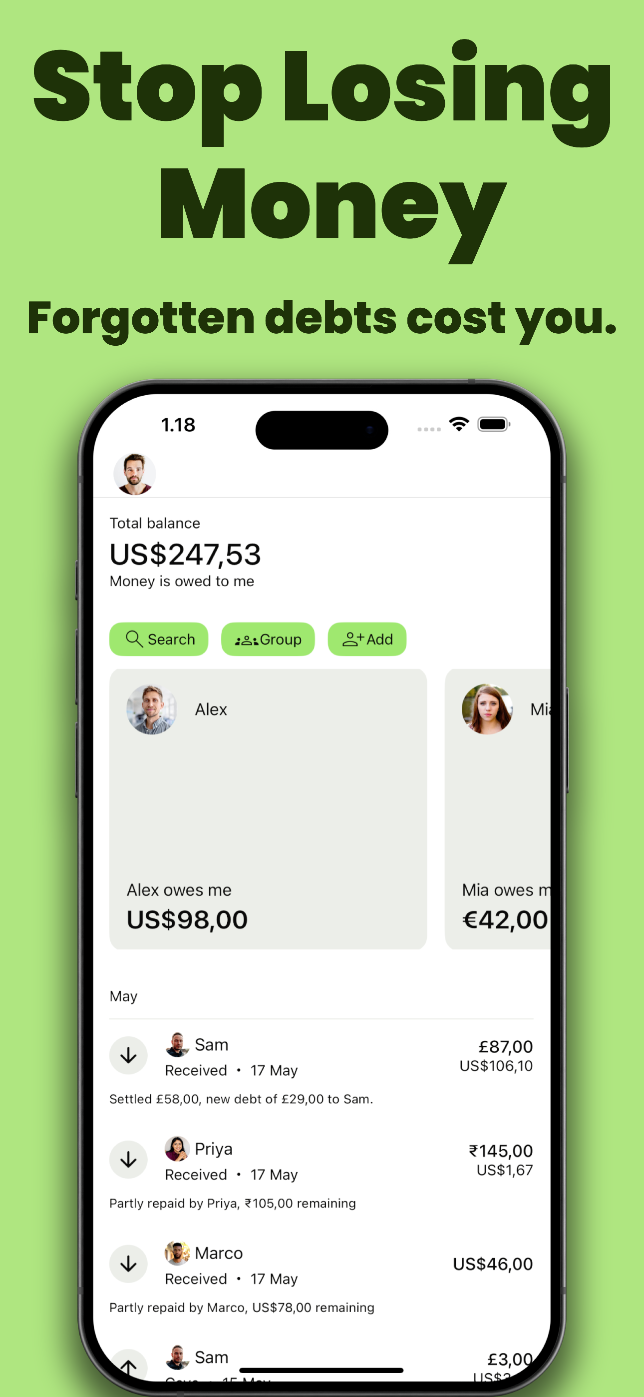 Loan Tracker: You Owe Me — iOS app screenshot