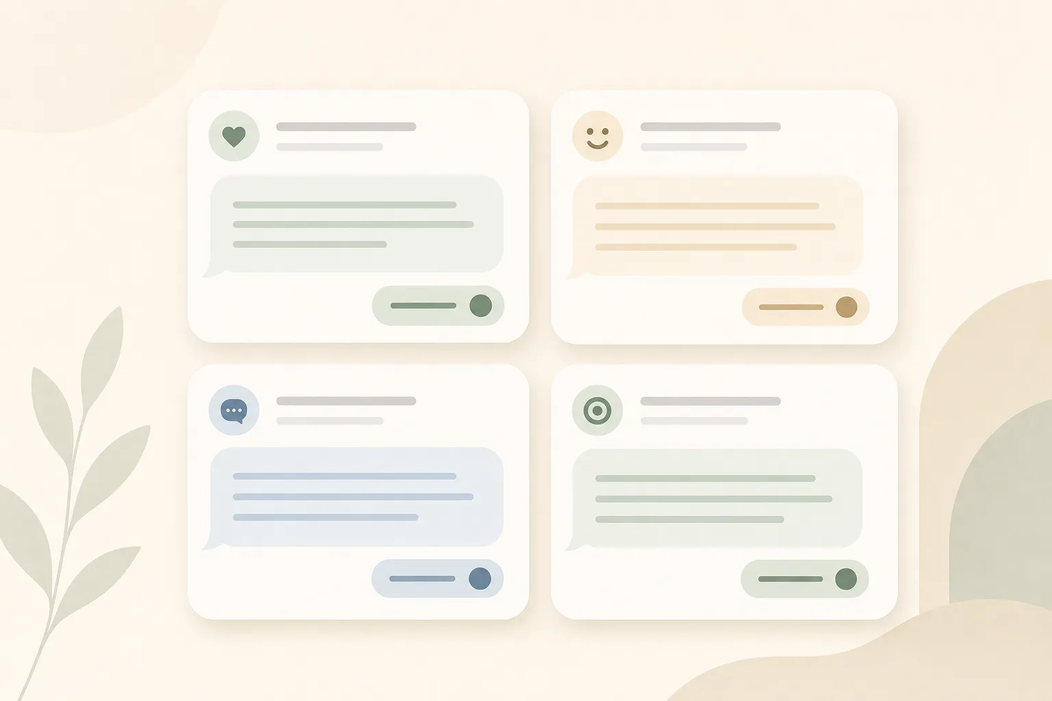 Different respectful repayment follow-up message styles arranged as calm cards