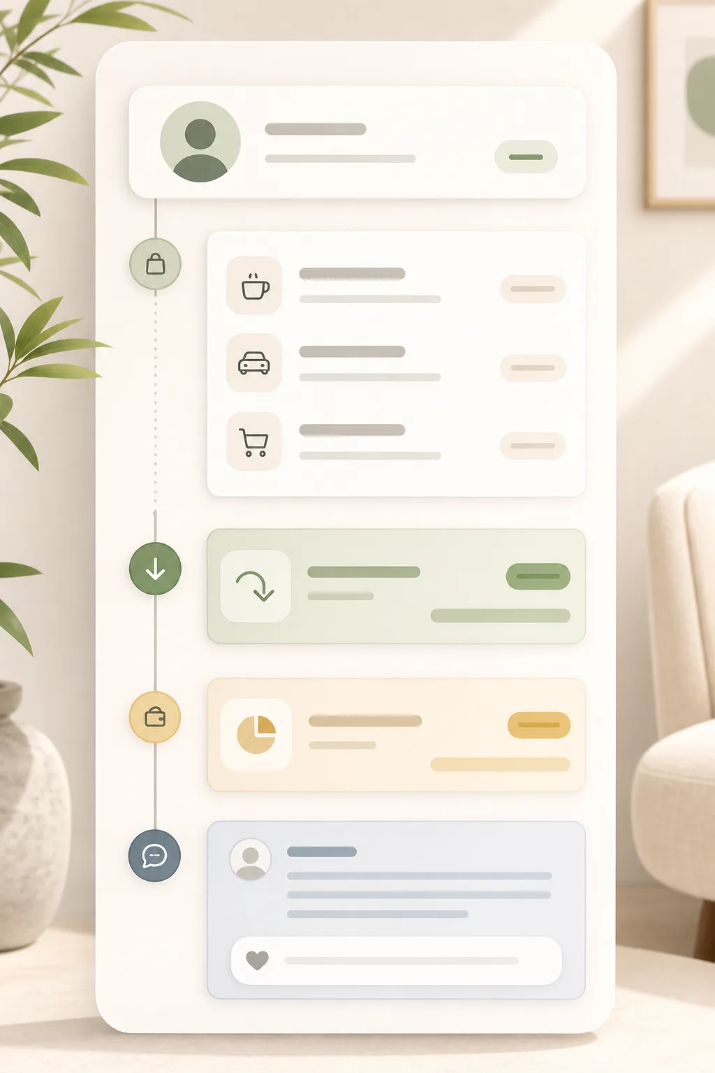 Running balance timeline with repayments and a calm follow-up message