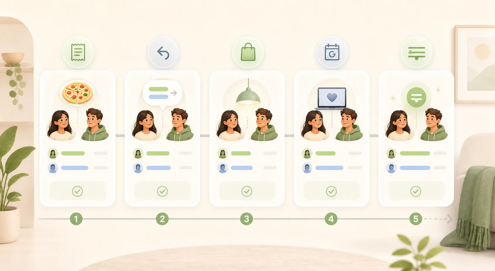 Expenses, partial repayments, and recurring costs changing one current running balance over time.