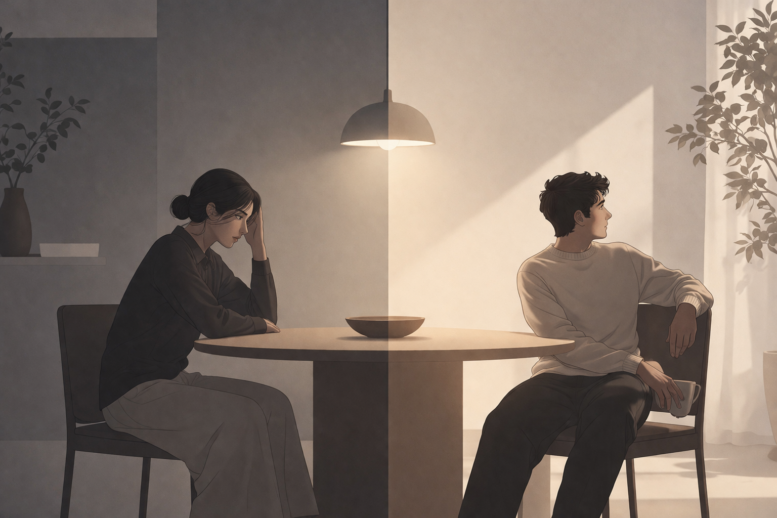 Illustration about different interpretations of the same money situation