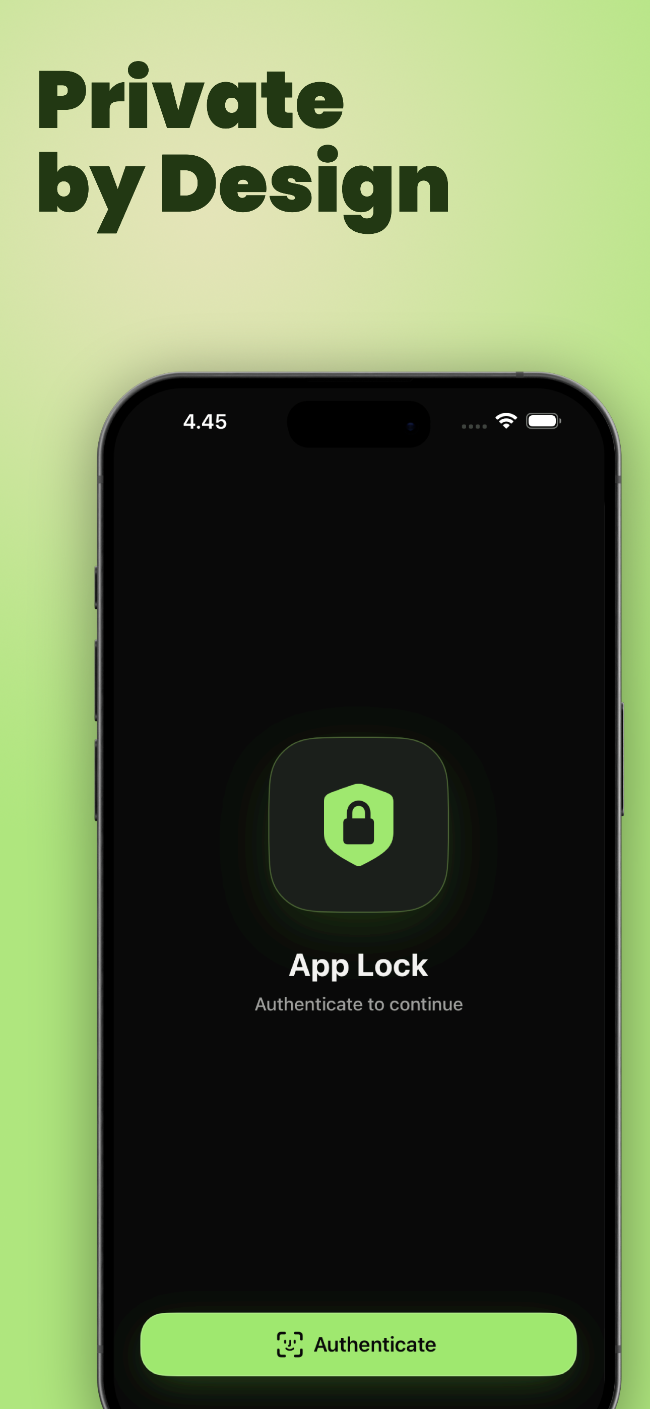 YouOweMe App Lock screen requiring authentication before showing balances and repayment history