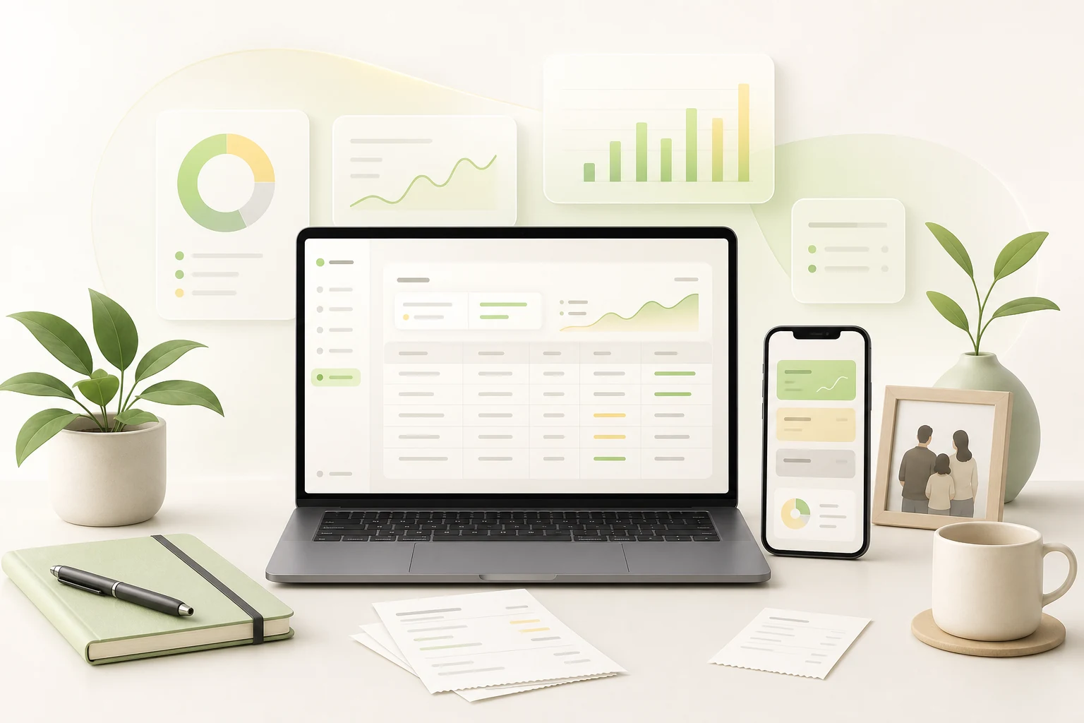 Family reimbursement tracker template shown as a calm spreadsheet workspace.