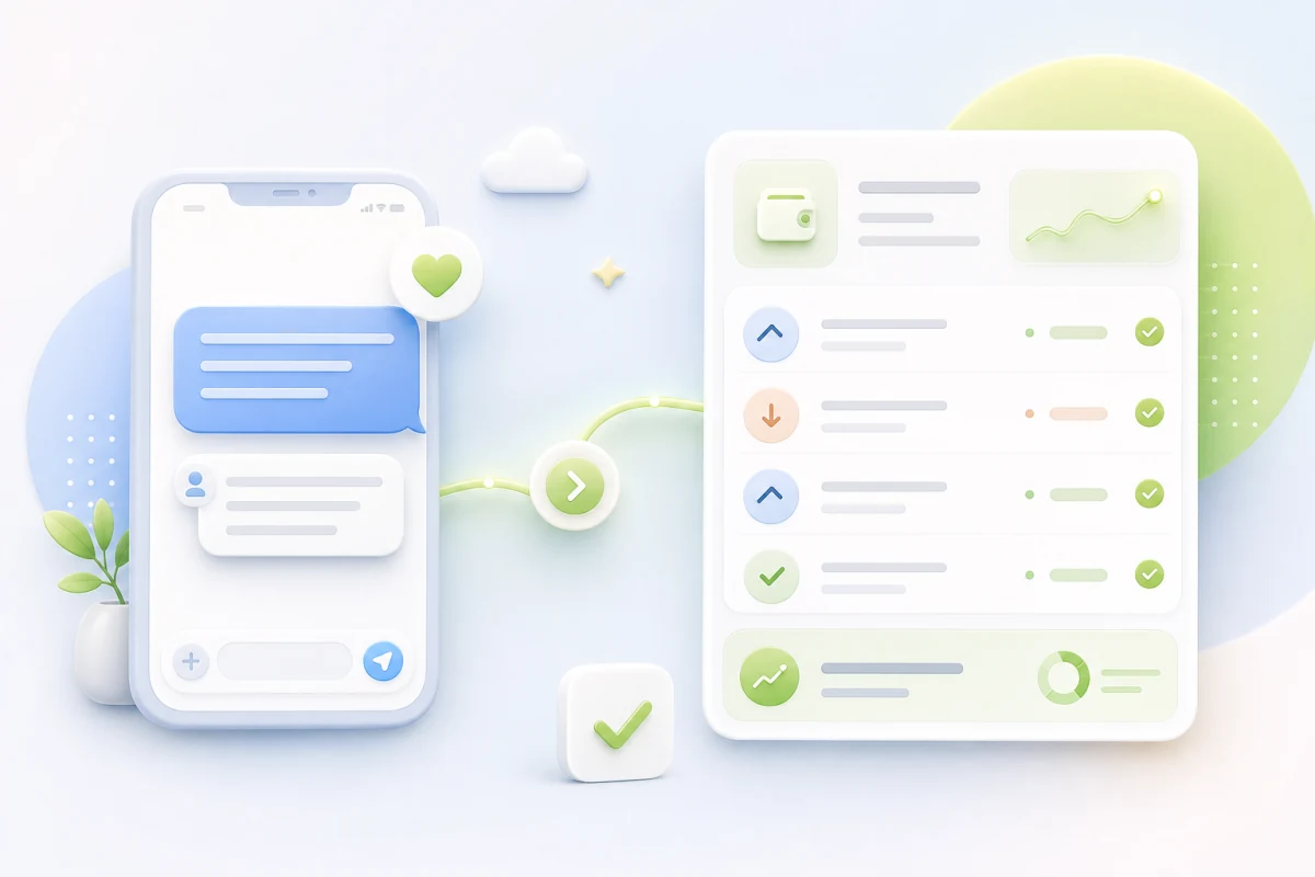Illustration showing a reminder message becoming a clear running balance.